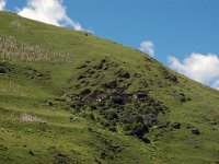 China  Tagong. Grasslands. A few homes up in the hills. : Asia, China, Mountains, Tagong Grassland