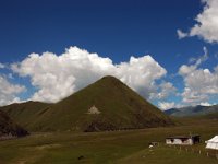 China  Tagong. Grasslands. A few prayer flags in the distance. : Asia, China, Mountains, Tagong Grassland