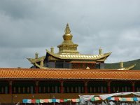 China  Tagong. Grasslands. Second monastery on the Grasslands under contruction. Ornate rooftop decorations. : Asia, China, Tagong Grassland, Temple