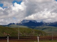 China  Tagong. Grasslands. Snowcapped mountain in the distance. : Asia, China, Tagong Grassland
